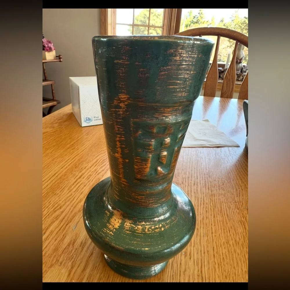 Vintage Savoy Pottery Hand Decorated Vase with Gold Highlights